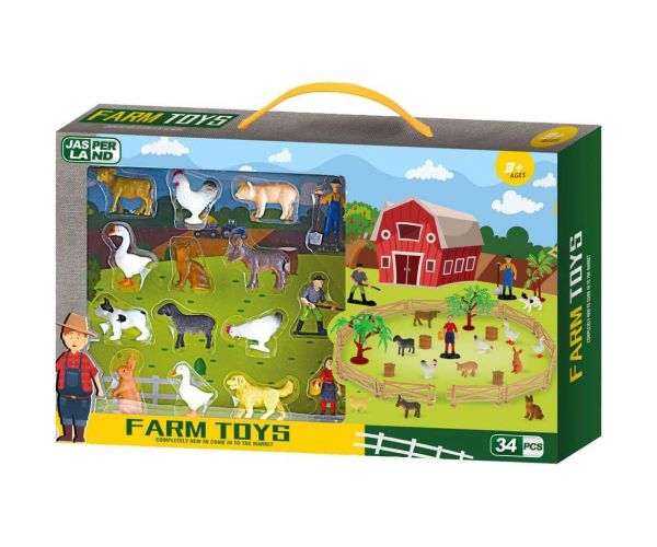 Luna: Set de joacă cu animale Jasper Land Farm, 34 piese