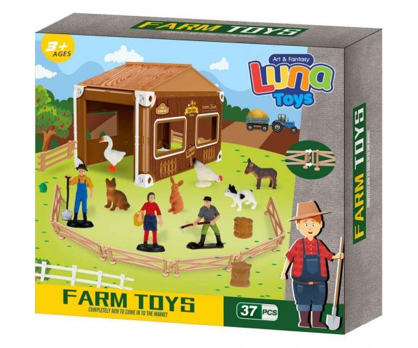 Luna: Set de joacă cu animale Jasper Land Farm, 37 piese