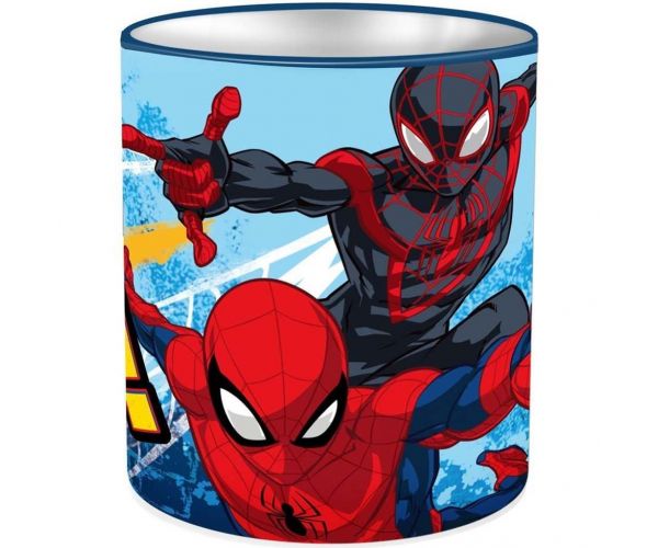 Luna: Suport cilindric pentru instrumente de scris cu tematică Spider-Man, supererou, din metal, 10x11cm
