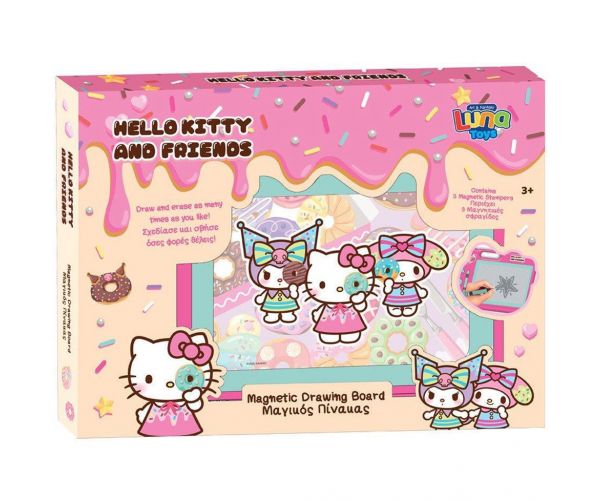 Lună: Tablă de desen magnetică Hello Kitty, ștergibilă, 38×28×3cm