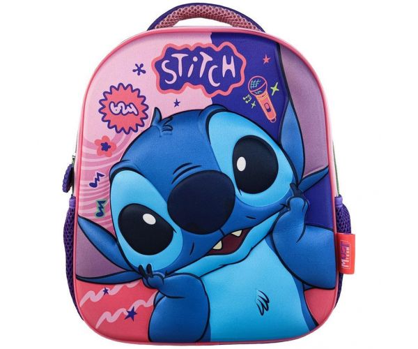 Luna: rucsac de grădiniță rotunjit, cu imprimeu Must Team 3D Stitch, 26x10x32 cm