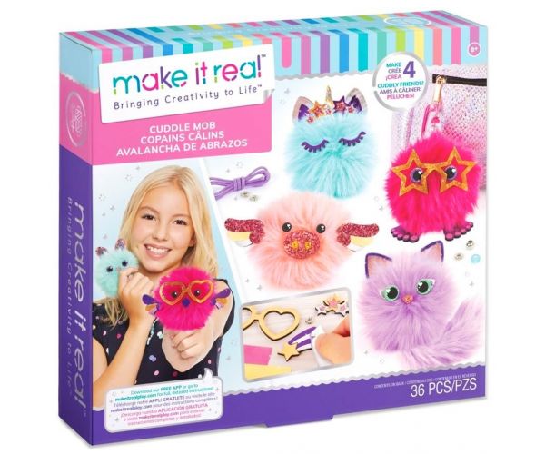Make It Real: Set de creație pentru bile pufoase drăguțe, 4 bucăți