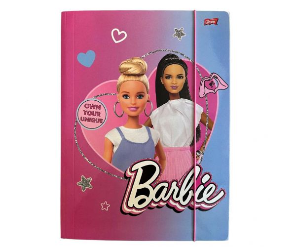 Mapă cu elastic, format A4, cu model Barbie