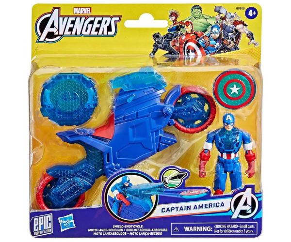 Marvel: Căpitanul America cu motocicletă și lansator de scut – Hasbro