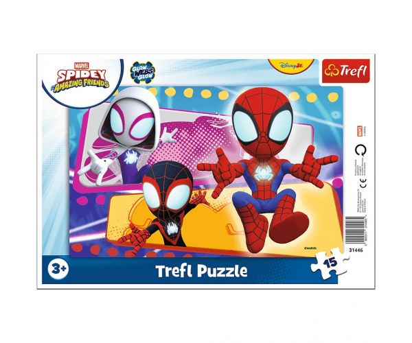 Marvel Spidey - echipa de păianjeni, puzzle în ramă de 15 piese - Trefl