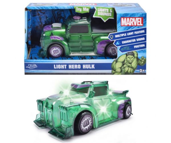 Marvel: Vehiculul personajului Light Hero Hulk cu efecte de lumină și sunet - Jada Toys