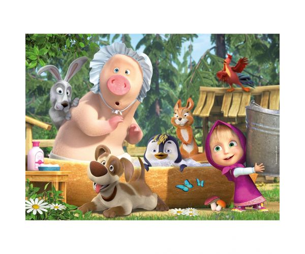 Masha și Ursul baie, puzzle maxi de podea cu 24 de piese, 70x50cm - Lisciani