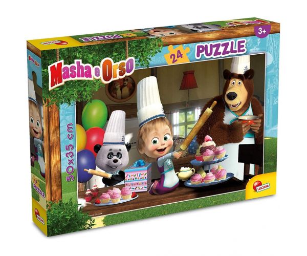 Masha și Ursul coacerea brioșelor puzzle de 24 piese 50x35cm - Lisciani