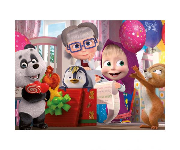 Masha și Ursul petrecere surpriză puzzle maxi de podea 60 piese 70x50cm - Lisciani