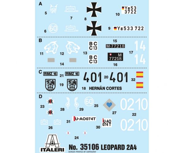 Mașină de model Italeri 1/35 Leopard 2A4