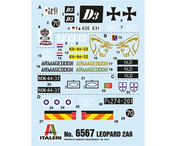 Mașină de model Italeri 1/35 Leopard 2A6 tank