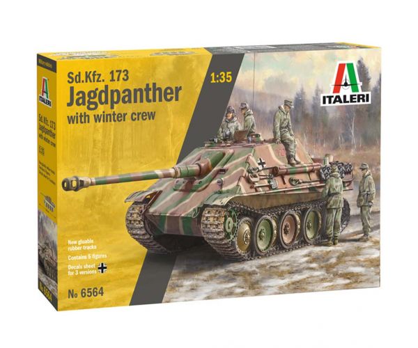 Mașină de model Italeri 1/35 Sd.Kfz.173 Jagdpanther cu echipaj în uniformă de iarnă