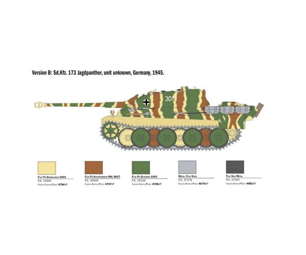 Mașină de model Italeri 1/35 Sd.Kfz.173 Jagdpanther cu echipaj în uniformă de iarnă