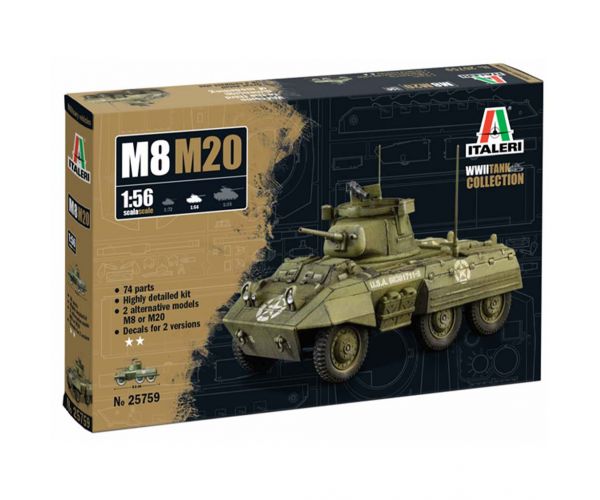 Mașină de model Italeri 1/56 M8/M20