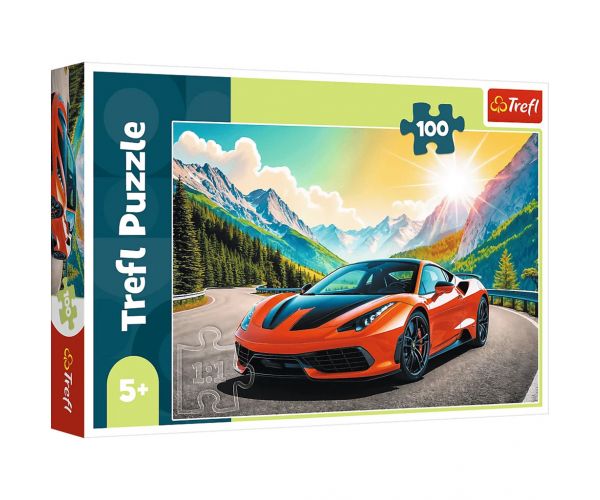 Mașină sport în munți puzzle de 100 de piese - Trefl