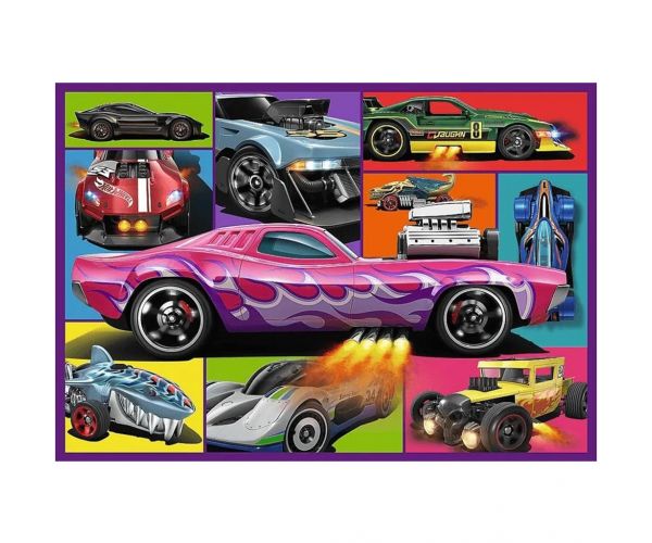 Mașini de curse Hot Wheels - set de 4 puzzle a câte 250 piese - Trefl
