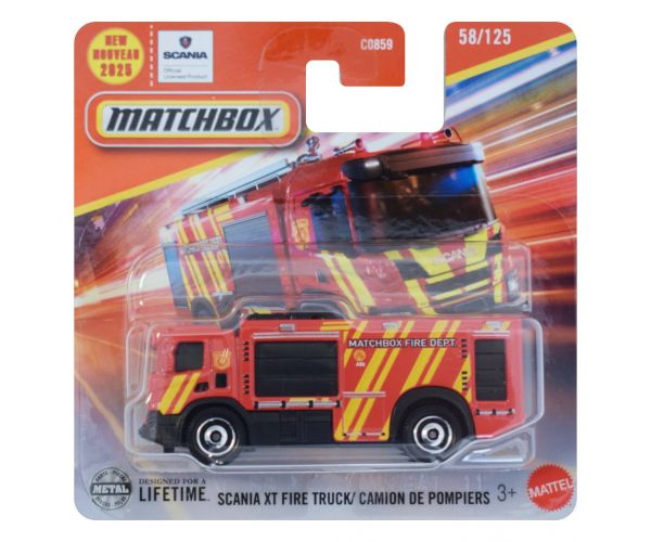 Matchbox: Camion Scania XT de pompieri, scară 1/64 - Mattel