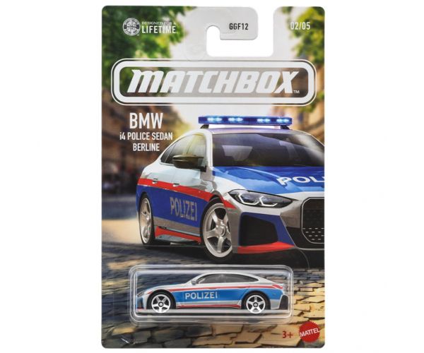 Matchbox Iconic BMW i4 Polizei mașinuță 1/64 – Mattel