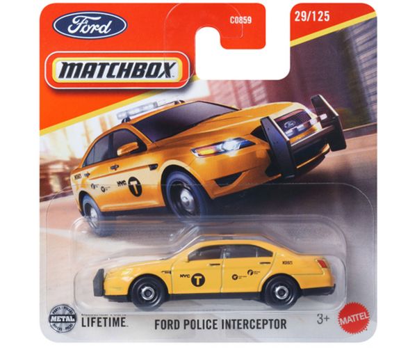 Matchbox: Mașinuță Ford Police Interceptor galbenă 1/64 - Mattel