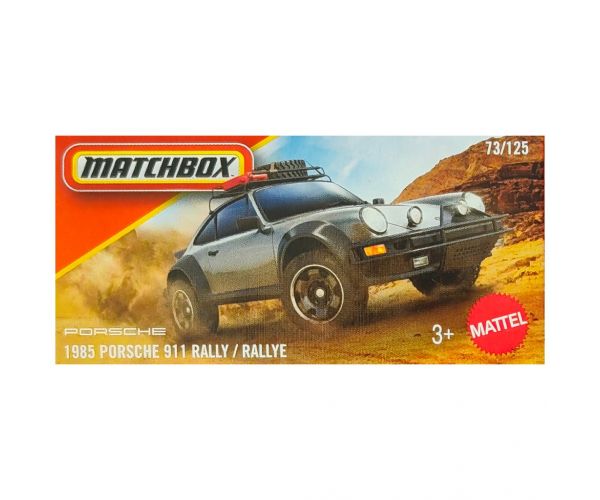 Matchbox: Porsche 911 Rally din 1985, mașinuță 1/64 în cutie de carton gri – Mattel