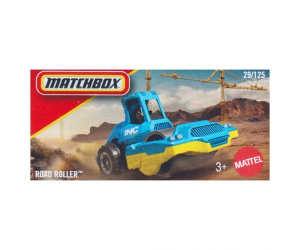 Matchbox Road Roller mașinuță albastră 1/64 – Mattel