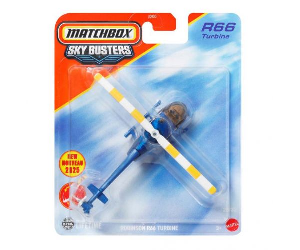 Matchbox Sky Busters: Model de avion Robinson R66 Turbine 1/64 - Mattel