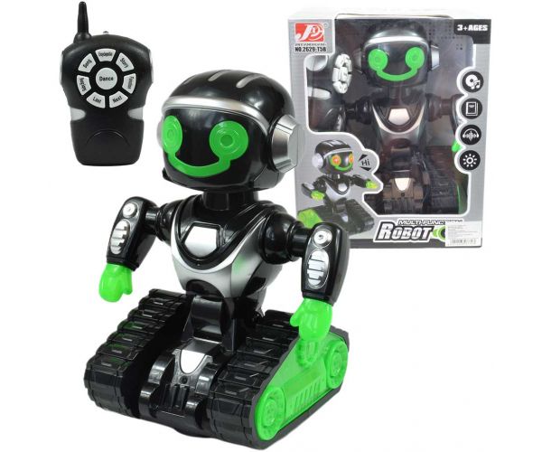 MacroBot interactiv cu telecomandă culoarea negru-verde, efecte de sunete și lumini 20cm