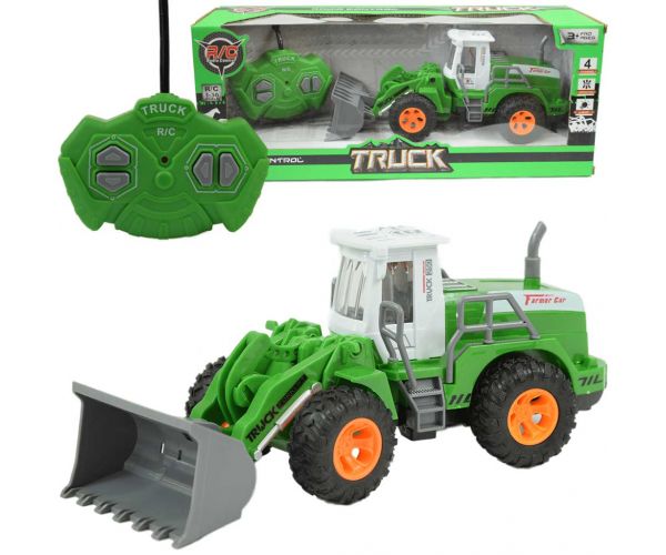 RC Távirányítós homlokrakodó farm munkagép fényeffektekkel 1/30-as méretarányban 20cm