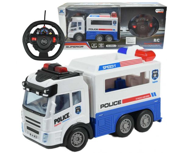 Mașină de poliție transport prizonier cu telecomandă RC cu efecte de lumină scară 1/43 27Mhz 21cm