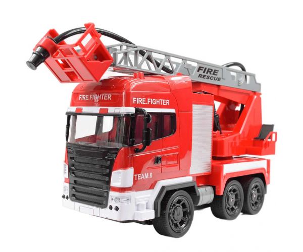 RC Távirányítós emelőkosaras tűzoltóautó vízágyúval 1/24-es méretarány 27 MHz 30cm