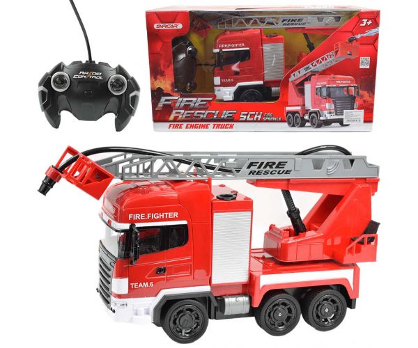 Masina de pompieri cos ridicator telecomandă RC cu tun de apă scară 1/24 27 MHz 30cm