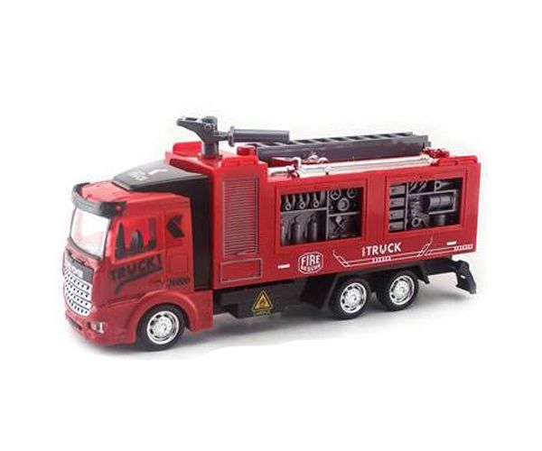 Tűzoltó autó hátrahúzós meghajtással, fénnyel és hanggal 1/48