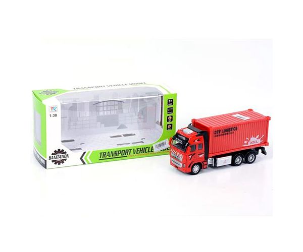 Konténeres teherautó jármű fénnyel kétféle változatban 1/38