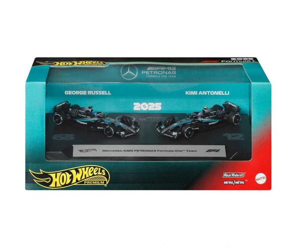 Mașinuță Hot Wheels F1 Pachet de 2 - Mercedes: Antonelli + Russell - Mattel
