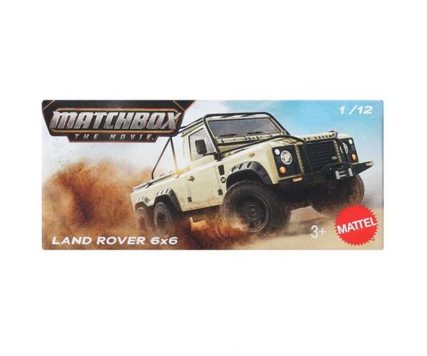 Matchbox A Film: Land Rover 6x6 mașinuță în cutie de carton 1/64 – Mattel