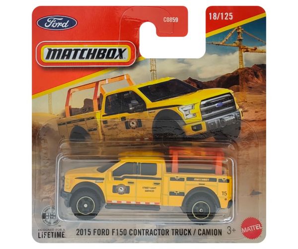 Matchbox: camionetă Ford F-150 Contractor 2015 galbenă 1/64 - Mattel