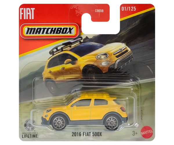 Matchbox: Fiat 500X 2016 galben, mașinuță 1/64 - Mattel