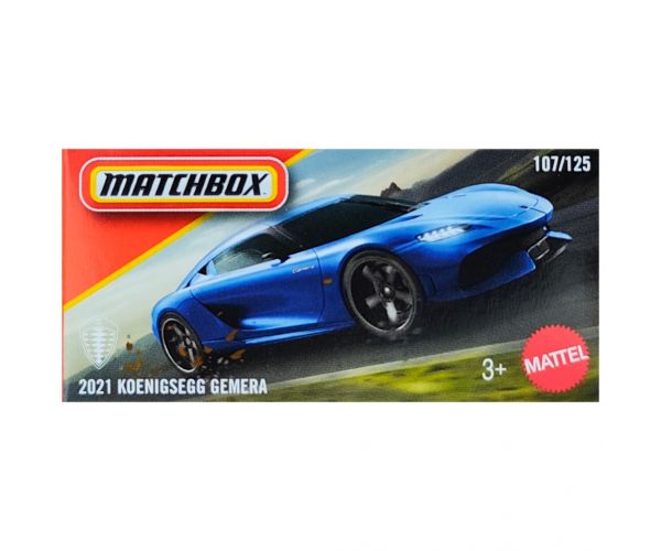 Matchbox: Mașinuță albastră Koenigsegg Gemera 2021 la cutie de carton 1/64 - Mattel