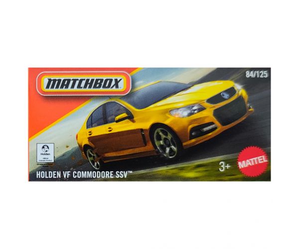 Matchbox: Mașinuță galbenă Holden VF Commodore SSV din carton 1/64 - Mattel