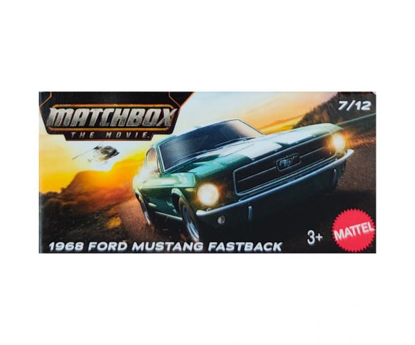 Matchbox: Mașinuță verde Ford Mustang Fastback 1968 din carton 1/64 - Mattel