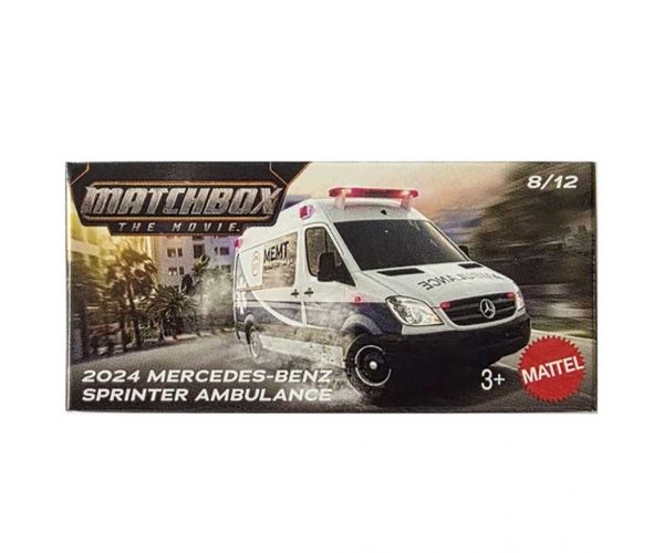 Matchbox Un Film: Ambulanță Mercedes-Benz Sprinter 2024 mașinuță la scară 1/64 în cutie de carton – Mattel