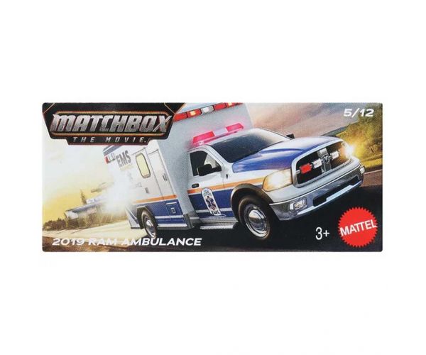 Matchbox Un film: Ambulanță RAM 2019 mașinuță la scară 1/64 în cutie de carton – Mattel