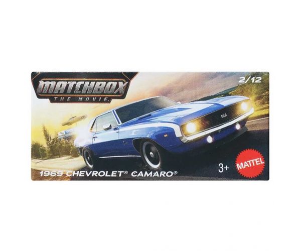 Matchbox Un Film: mașinuță Chevrolet Camaro 1969 din carton 1/64 – Mattel