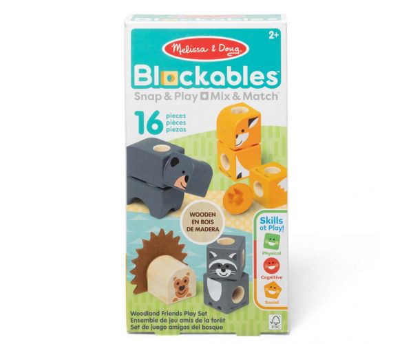 Melissa & Doug: Blockables - Set de joacă din lemn cu animale de pădure - Spin Master