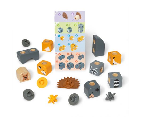 Melissa & Doug: Blockables - Set de joacă din lemn cu animale de pădure - Spin Master