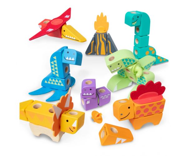 Melissa & Doug Blockables set de construit cu dinozauri, 69 de piese