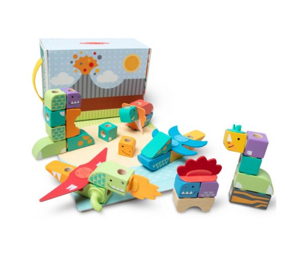 Melissa & Doug Blockables set de construit cu dinozauri, 69 de piese