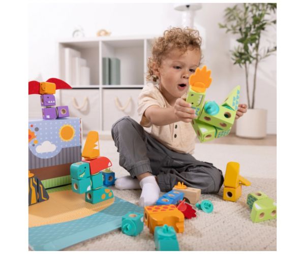 Melissa & Doug Blockables set de construit cu dinozauri, 69 de piese
