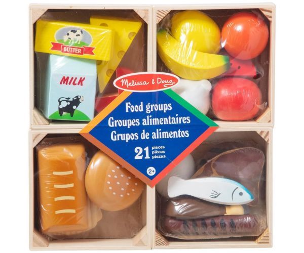Melissa & Doug: Set de joacă din lemn cu alimente în lăzi - Spin Master