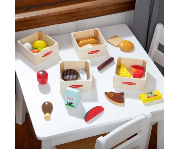 Melissa & Doug: Set de joacă din lemn cu alimente în lăzi - Spin Master